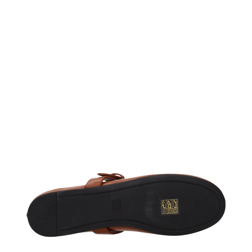 Miu Miu Brown Leather Ballet Flats - EU38/US8
