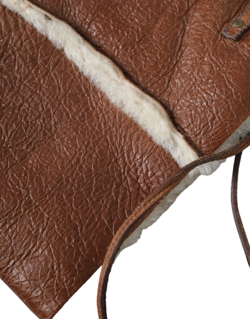 Miu Miu Brown Leather Fur Inner Lining Neck Strap WinterFleece Handwarmer - Hand Muffs
