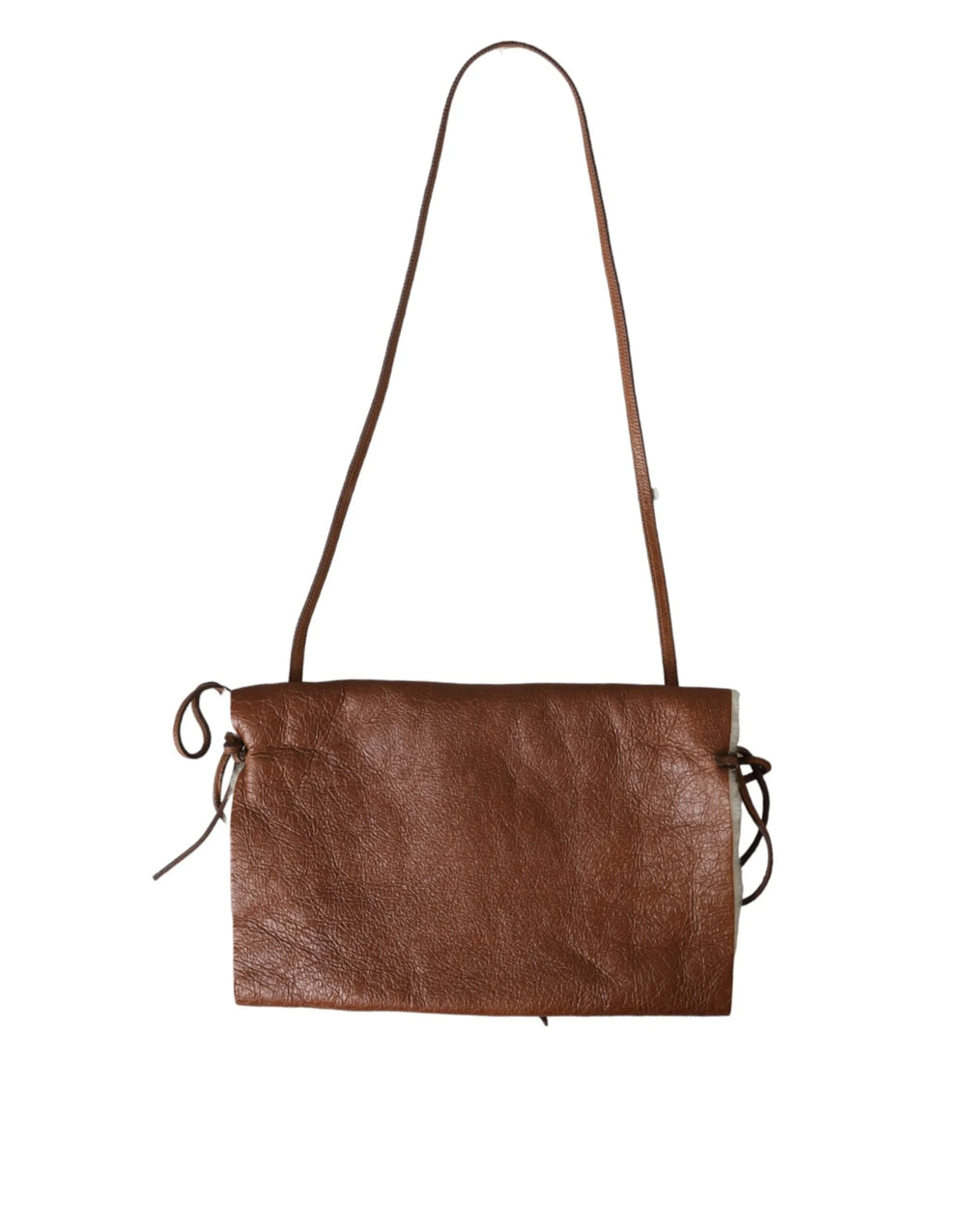 Miu Miu Brown Leather Fur Inner Lining Neck Strap WinterFleece Handwarmer - Hand Muffs