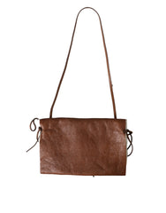 Miu Miu Brown Leather Fur Inner Lining Neck Strap WinterFleece Handwarmer - Hand Muffs