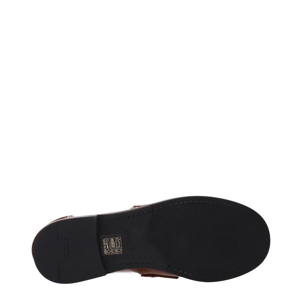 Miu Miu Brown Leather Slip-On Loafers - EU38/US8