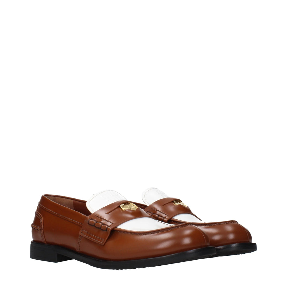 Miu Miu Brown Leather Slip-On Loafers - EU38/US8