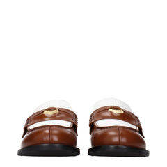 Miu Miu Brown Leather Slip-On Loafers - EU38/US8