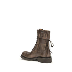 Miu Miu Brown Rubber Lace-Up Boots - Boots