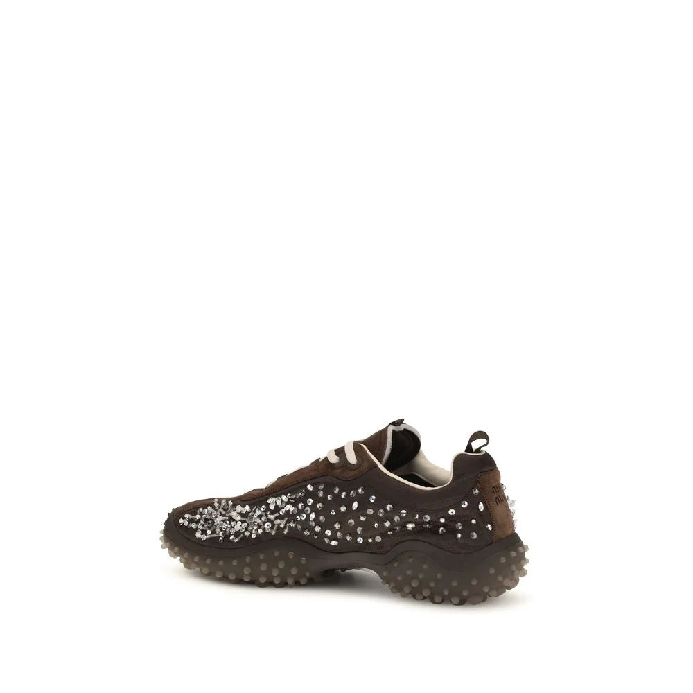 Miu Miu Brown Suede Leather Sneakers
