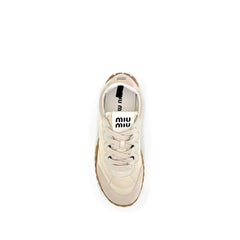 Miu Miu Cream Recycled Polyamide Athletic Sneakers - EU41/US11