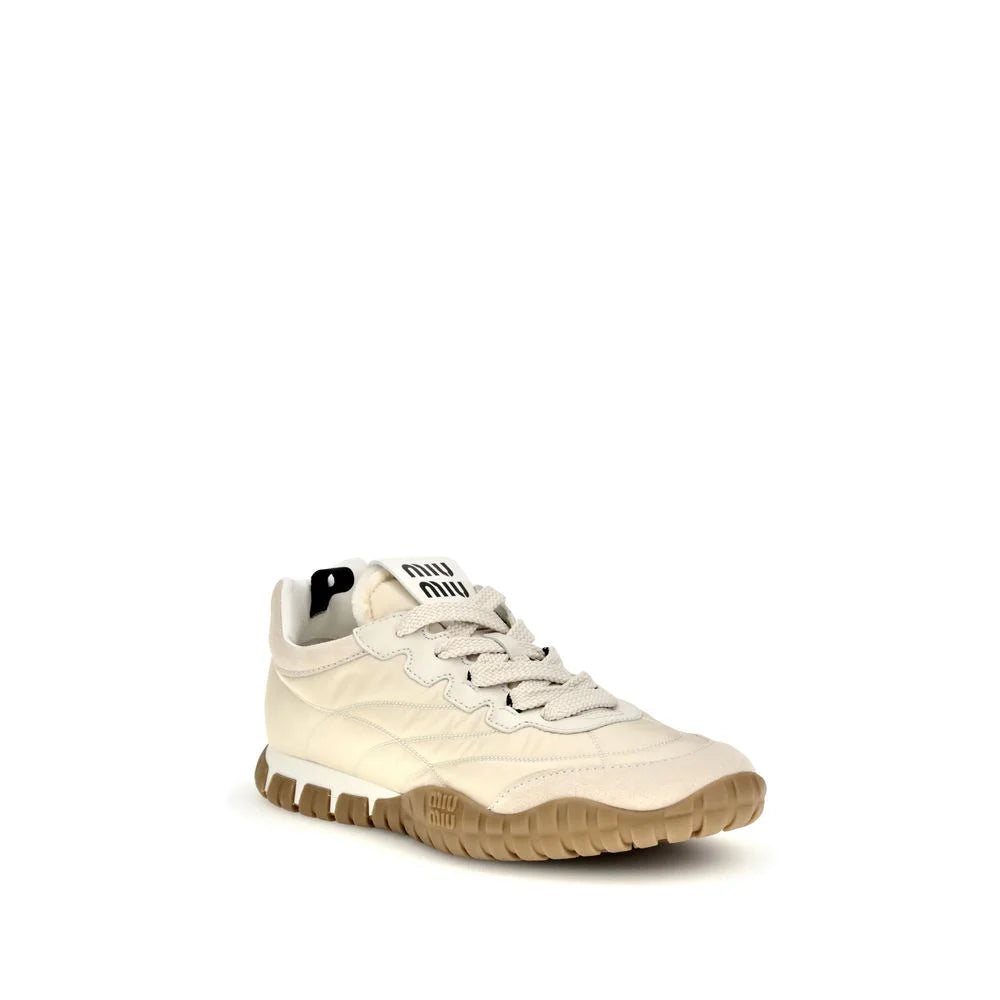 Miu Miu Cream Recycled Polyamide Athletic Sneakers - EU41/US11