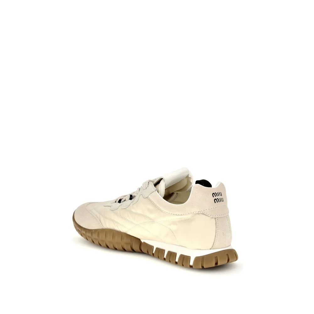 Miu Miu Cream Recycled Polyamide Athletic Sneakers - EU41/US11