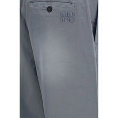 Miu Miu Gray Cotton Casual Pants - IT38 | S