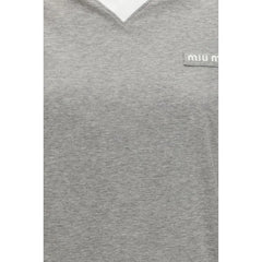 Miu Miu Graues Baumwoll-T-Shirt mit langen Ärmeln - M