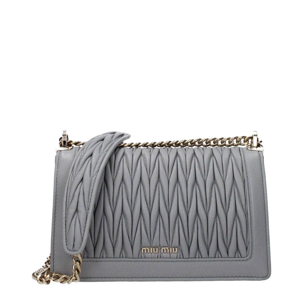 Miu Miu Gray Leather Crossbody Bag