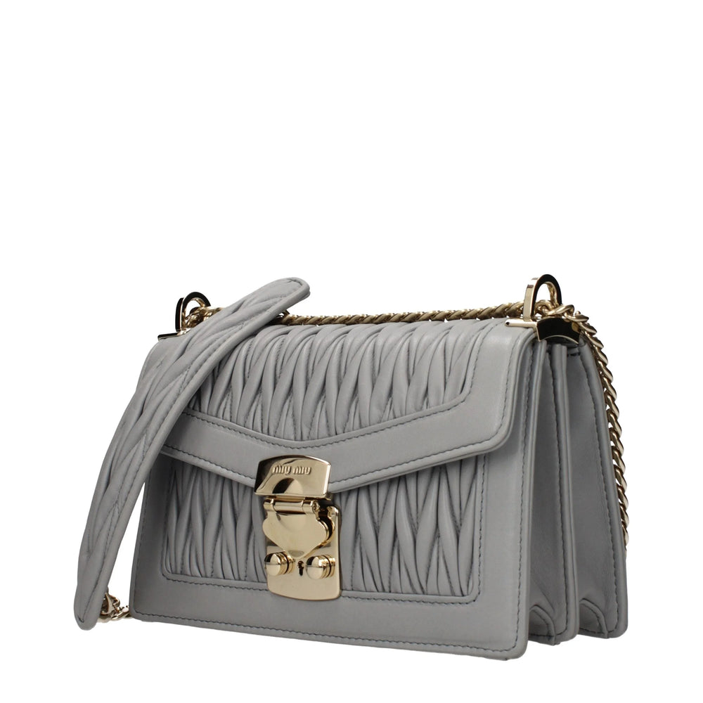 Miu Miu Gray Leather Crossbody Bag