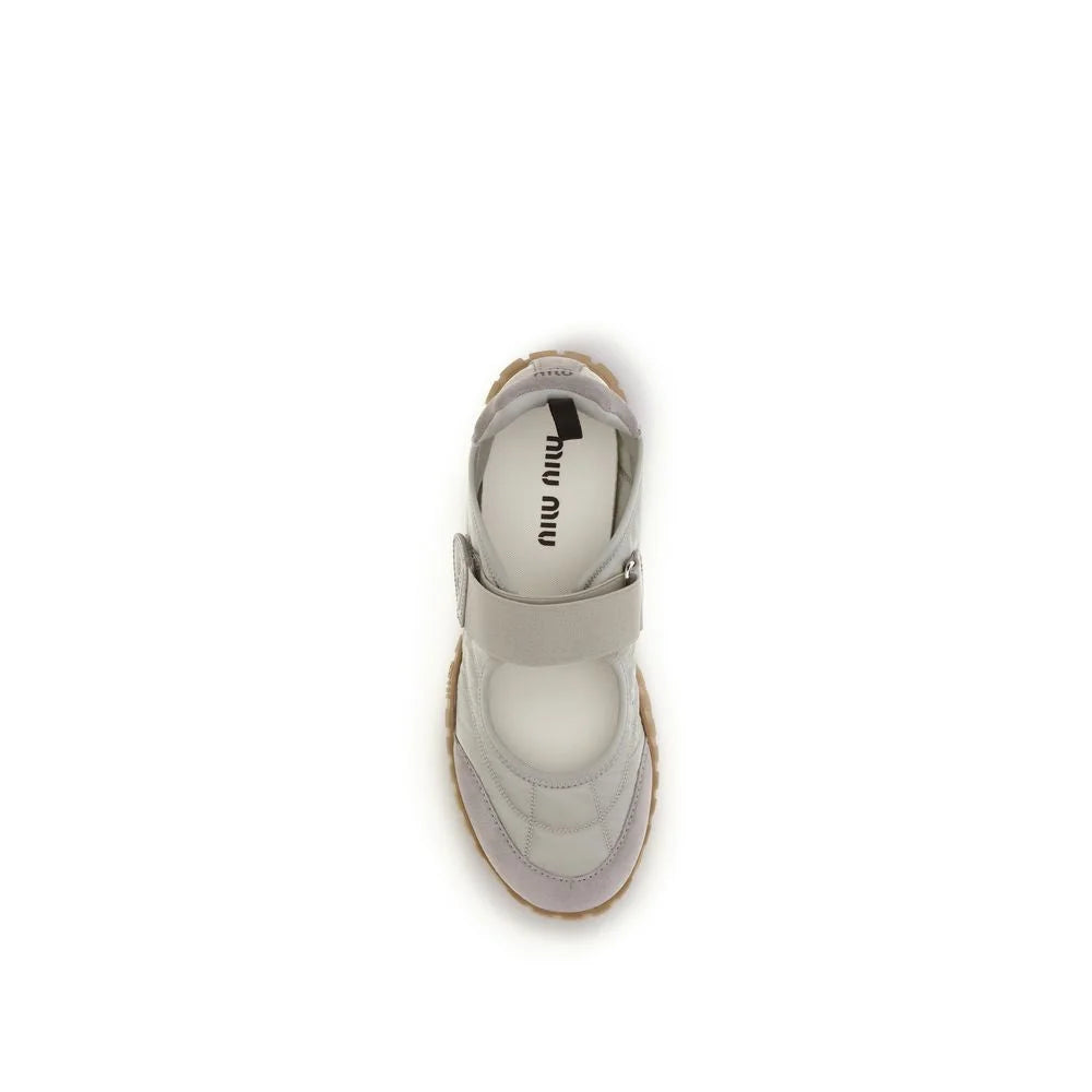 Miu Miu Gray Recycled Polyamide Ballet Flats - EU40/US10