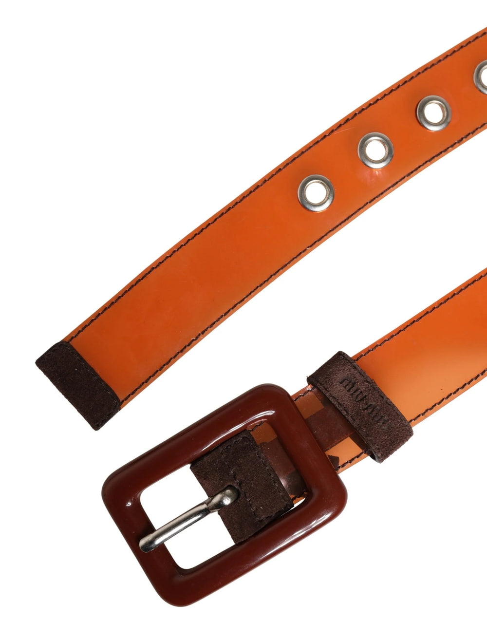 Miu Miu Orange PVC Waist Women Cintura Square Buckle Belt - Belts