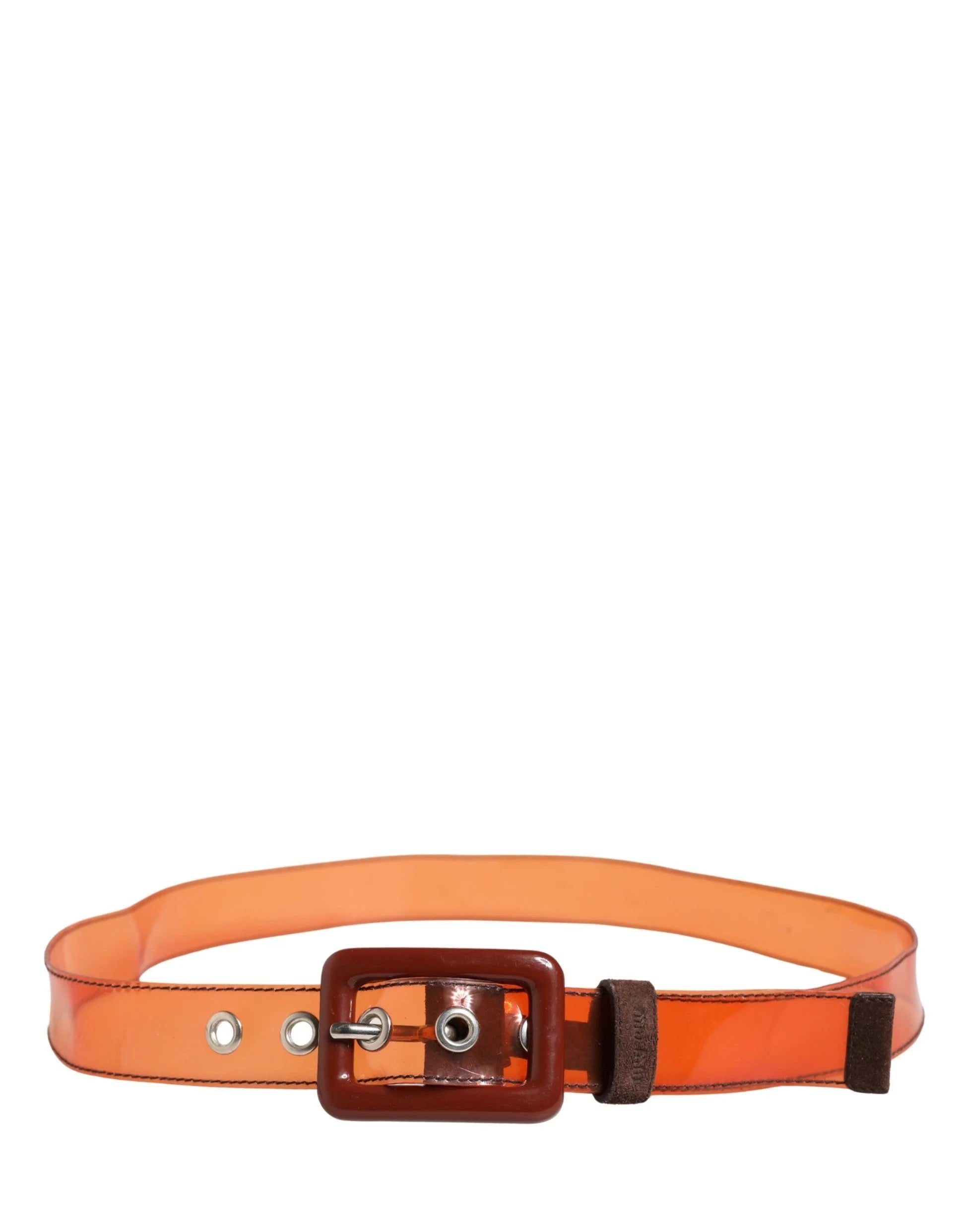 Miu Miu Orange PVC Waist Women Cintura Square Buckle Belt - Belts