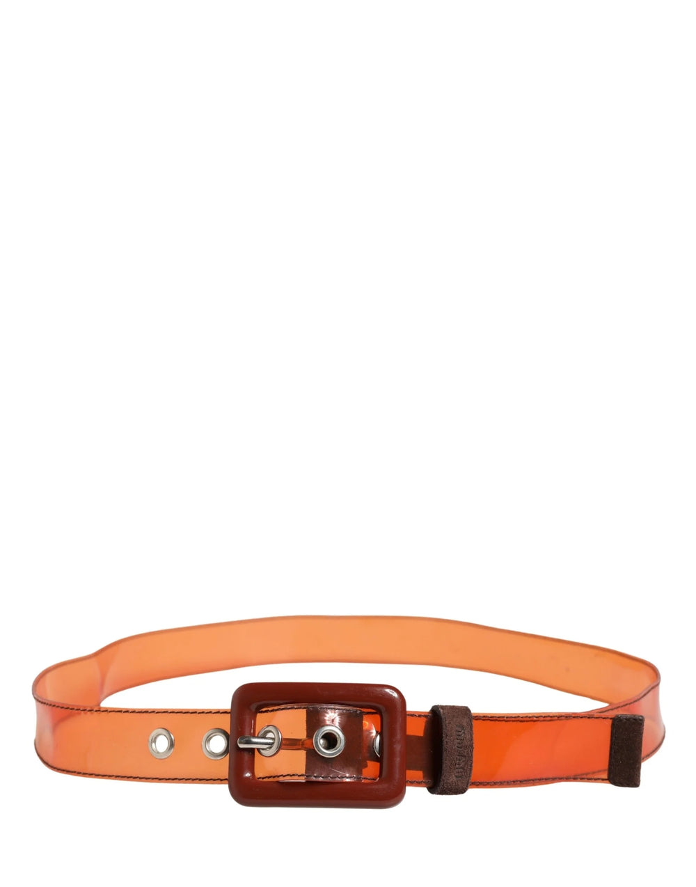 Miu Miu Orange PVC Waist Women Cintura Square Buckle Belt - Belts