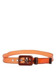 Miu Miu Orange PVC Waist Women Cintura Square Buckle Belt - Belts