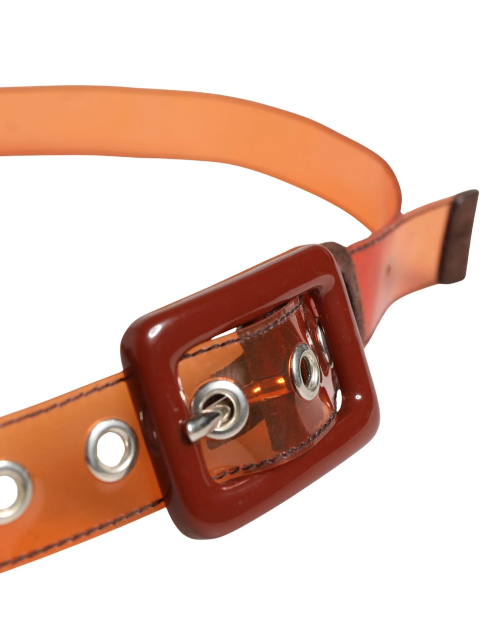 Miu Miu Orange PVC Waist Women Cintura Square Buckle Belt - Belts