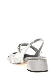 Miu Miu Silver Calfskin Mid Heel Pumps - EU37.5/US7.5