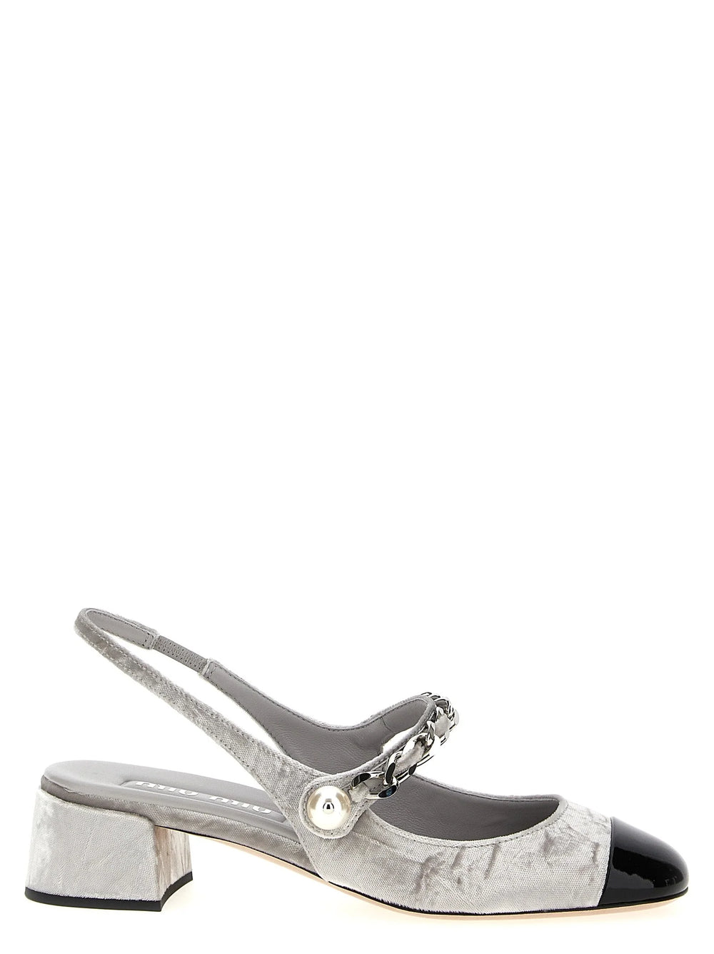 Miu Miu Silver Calfskin Mid Heel Pumps - EU37.5/US7.5