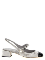 Miu Miu Silver Calfskin Mid Heel Pumps - EU37.5/US7.5