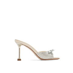 Miu Miu Silver Silk Mules - EU36/US6