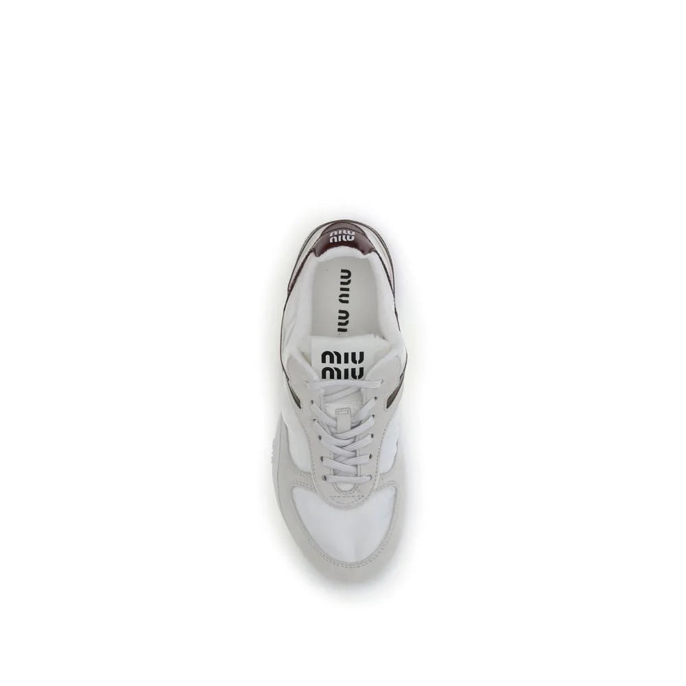 Miu Miu White Calf Leather Bos Taurus Athletic Sneakers - EU37/US7
