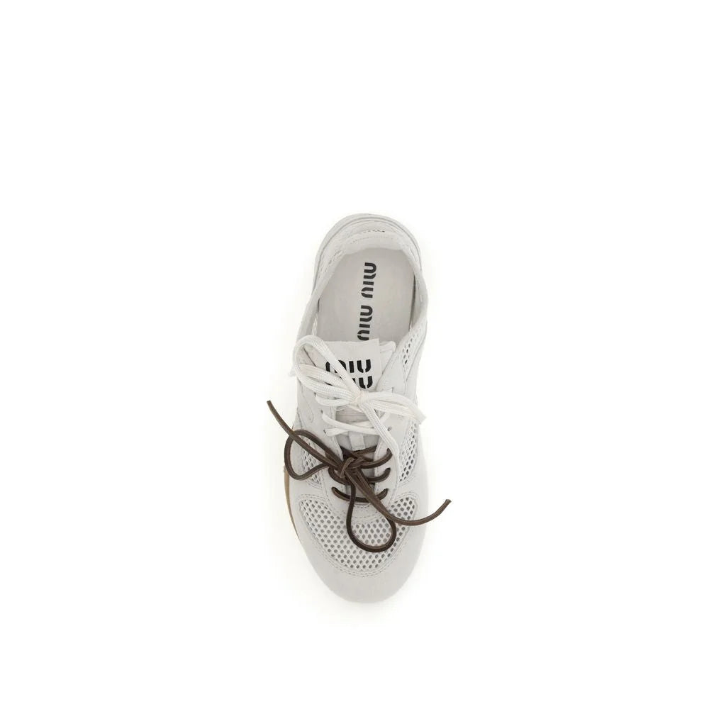Miu Miu White Calf Leather Bos Taurus Athletic Sneakers - EU38.5/US8.5