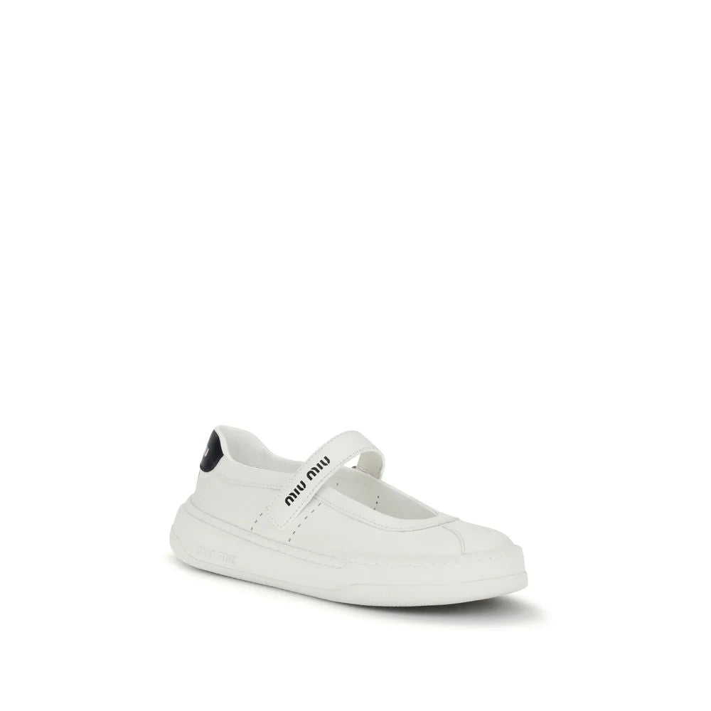 Sapatos de ballet de couro de bezerro branco Miu Miu - EU40.5/US10.5