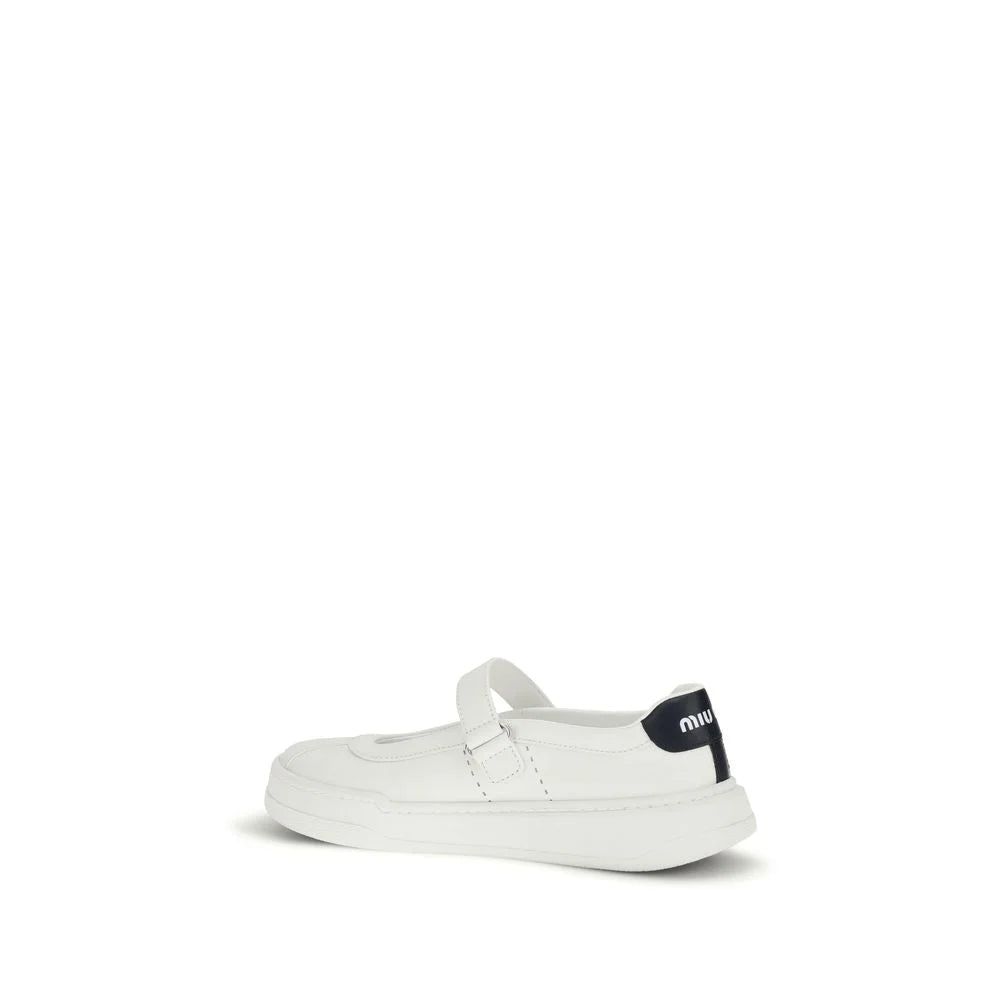 Sapatos de ballet de couro de bezerro branco Miu Miu - EU40.5/US10.5