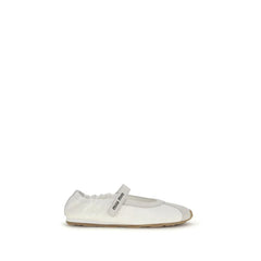 Miu Miu White Fabric Ballet Flats