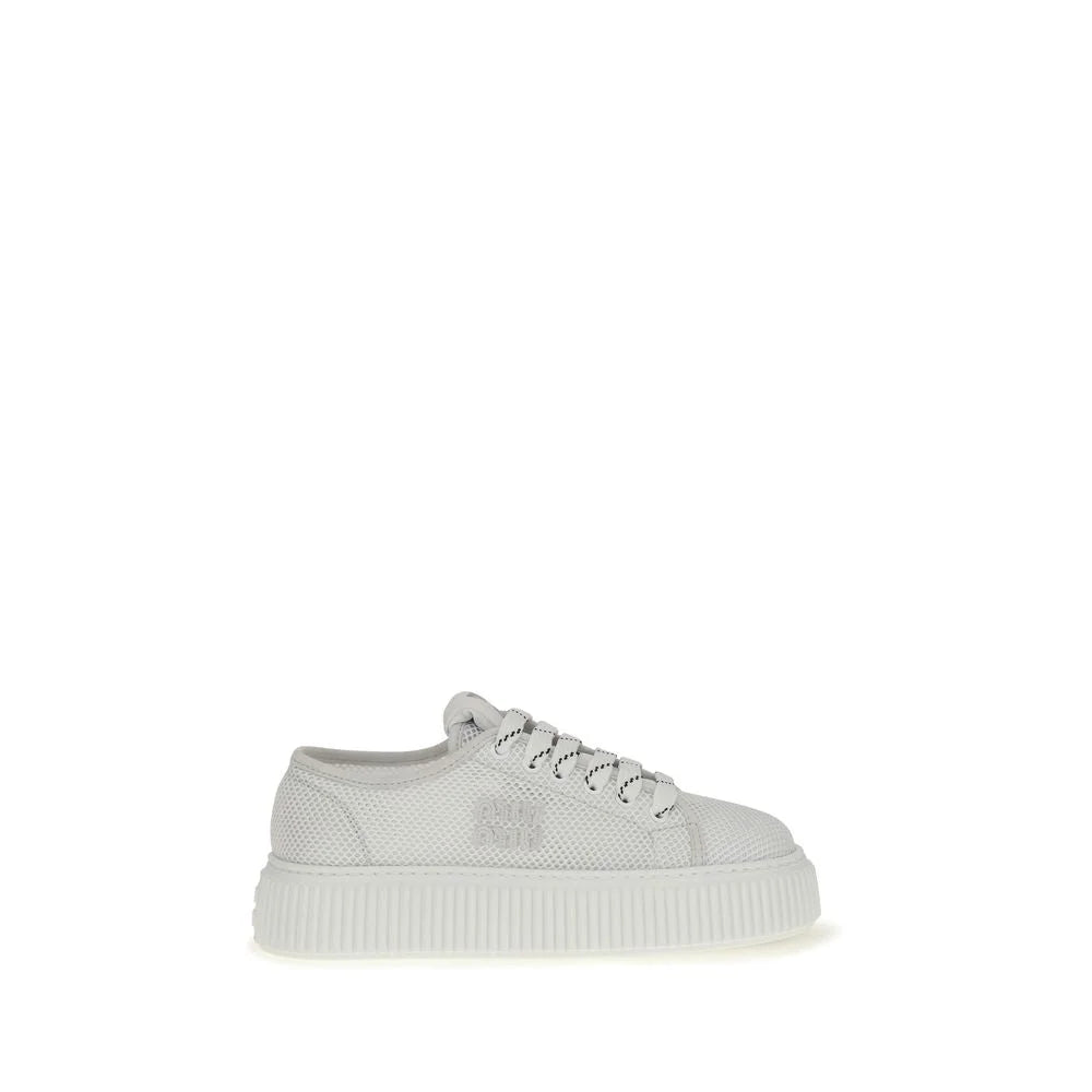Miu Miu White Polyamide Platform Sneakers