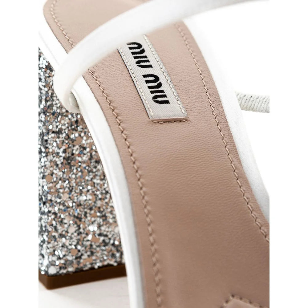 Miu Miu White Silk Sandal - Sandals