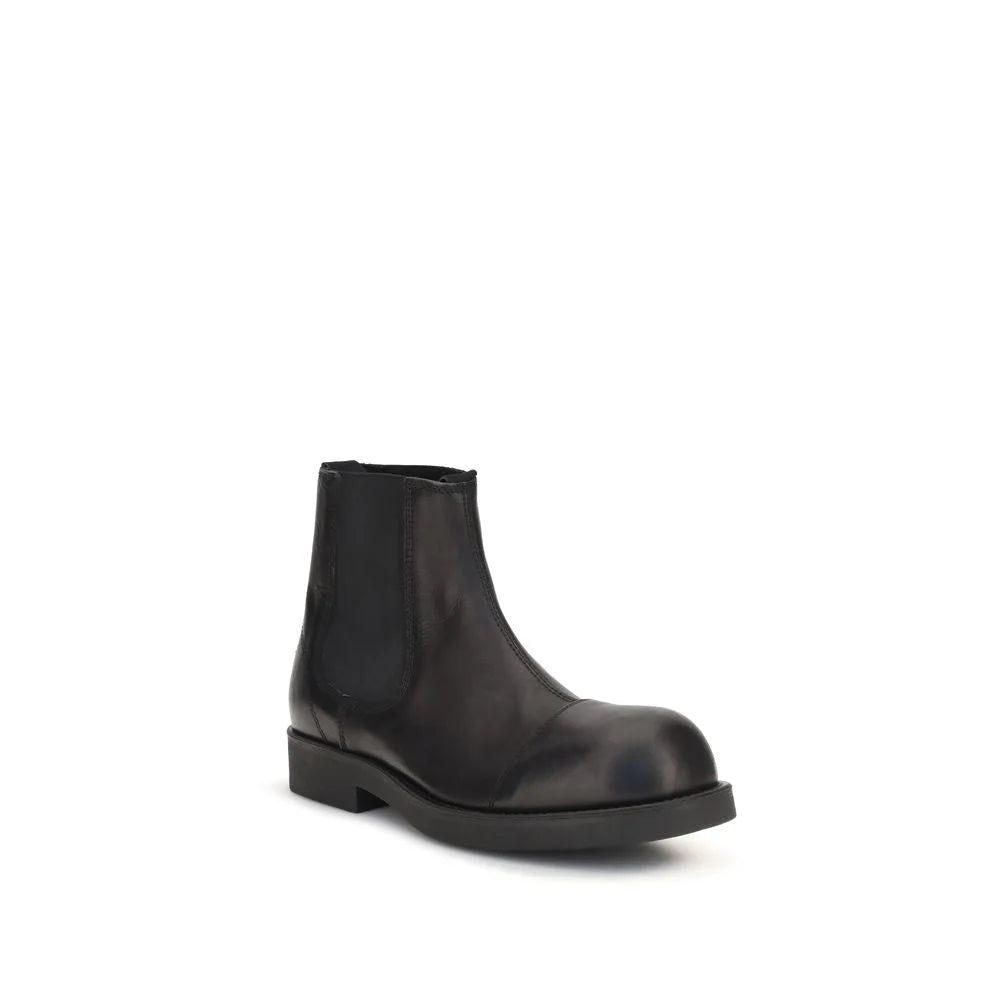 MM6 Black Calf Leather Bos Taurus Chelsea Boots