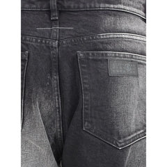 MM6 Black Cotton Straight-Leg Jeans