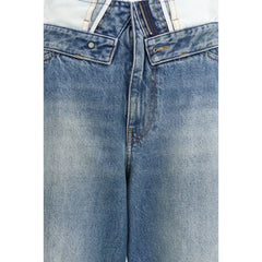 MM6 Light Blue Cotton Straight-Leg Jeans