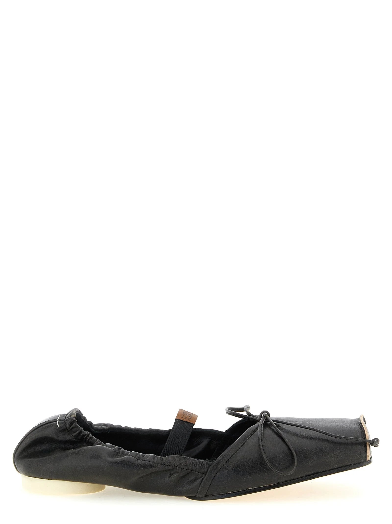 MM6 Maison Margiela Black Cowhide Ballet Flats - EU37/US7