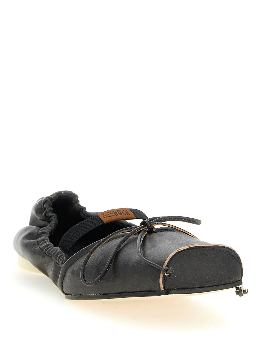 MM6 Maison Margiela Black Cowhide Ballet Flats - EU37/US7