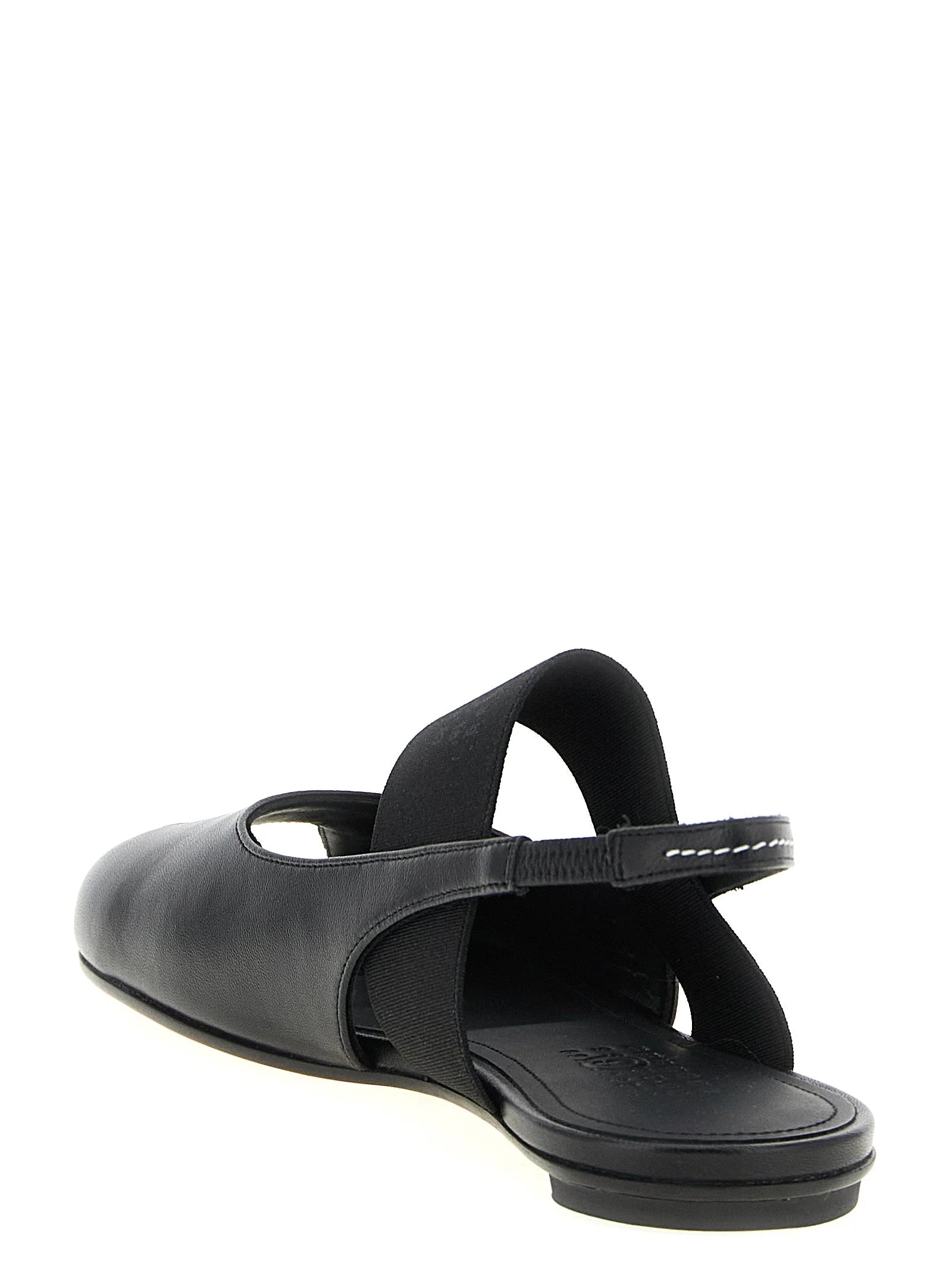 MM6 Maison Margiela Black Lamb Leather Flat Sandals