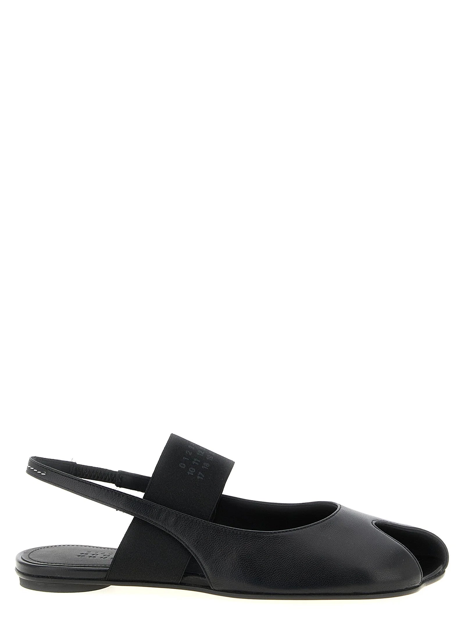 MM6 Maison Margiela Black Lamb Leather Flat Sandals