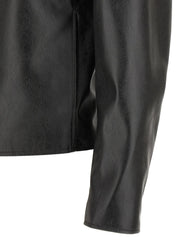 MM6 Maison Margiela Black Polyester Leather Jacket