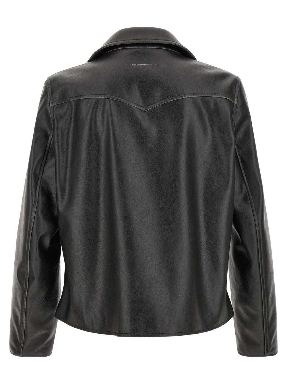 MM6 Maison Margiela Black Polyester Leather Jacket