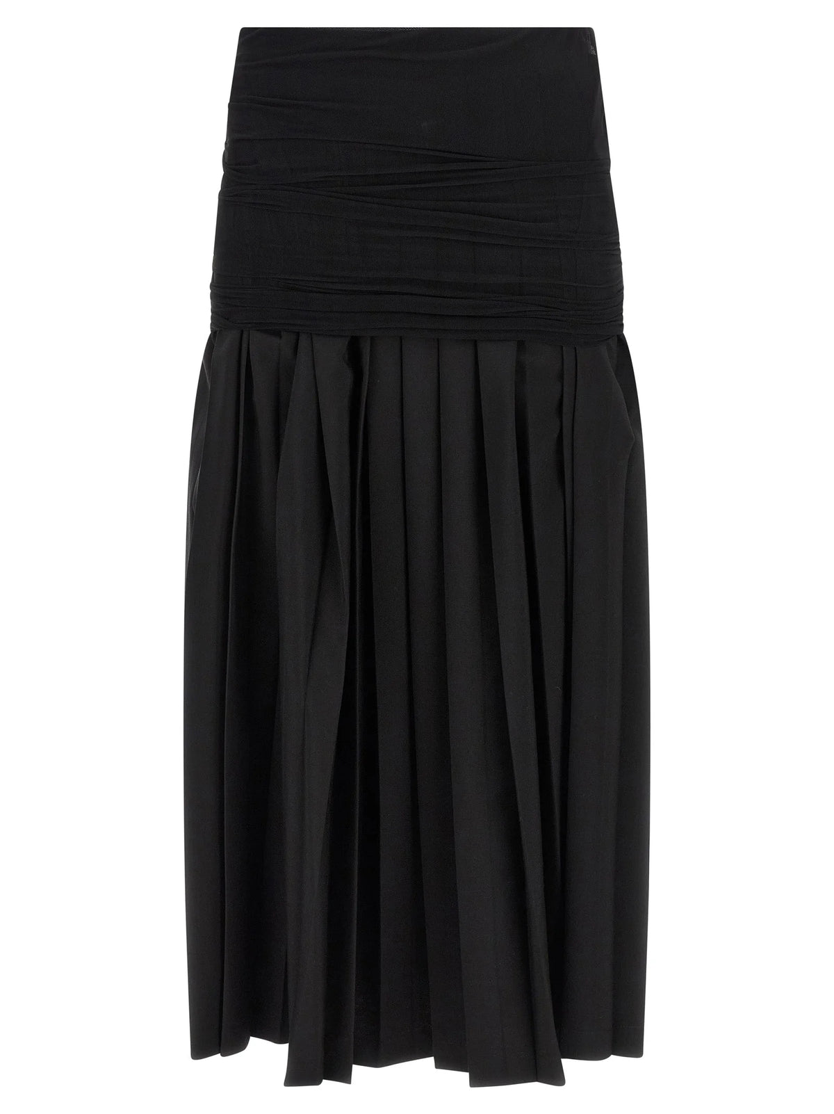 MM6 Maison Margiela Black Polyester Midi Skirt