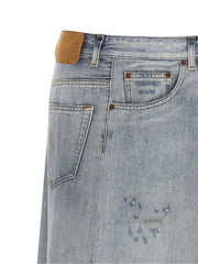 MM6 Maison Margiela Blue Cotton Mini Skirt