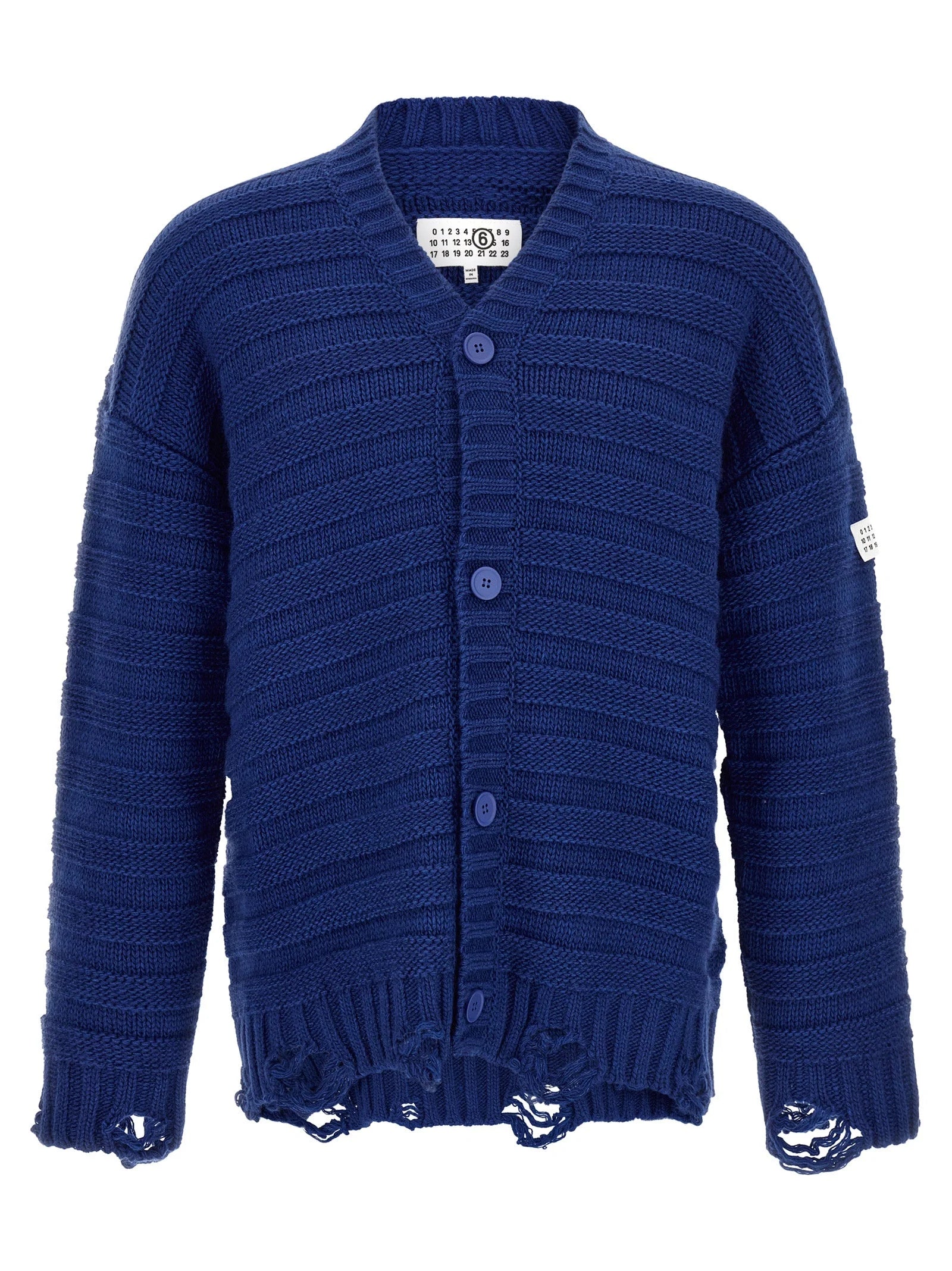 MM6 Maison Margiela Blue Virgin Wool Cardigan - M