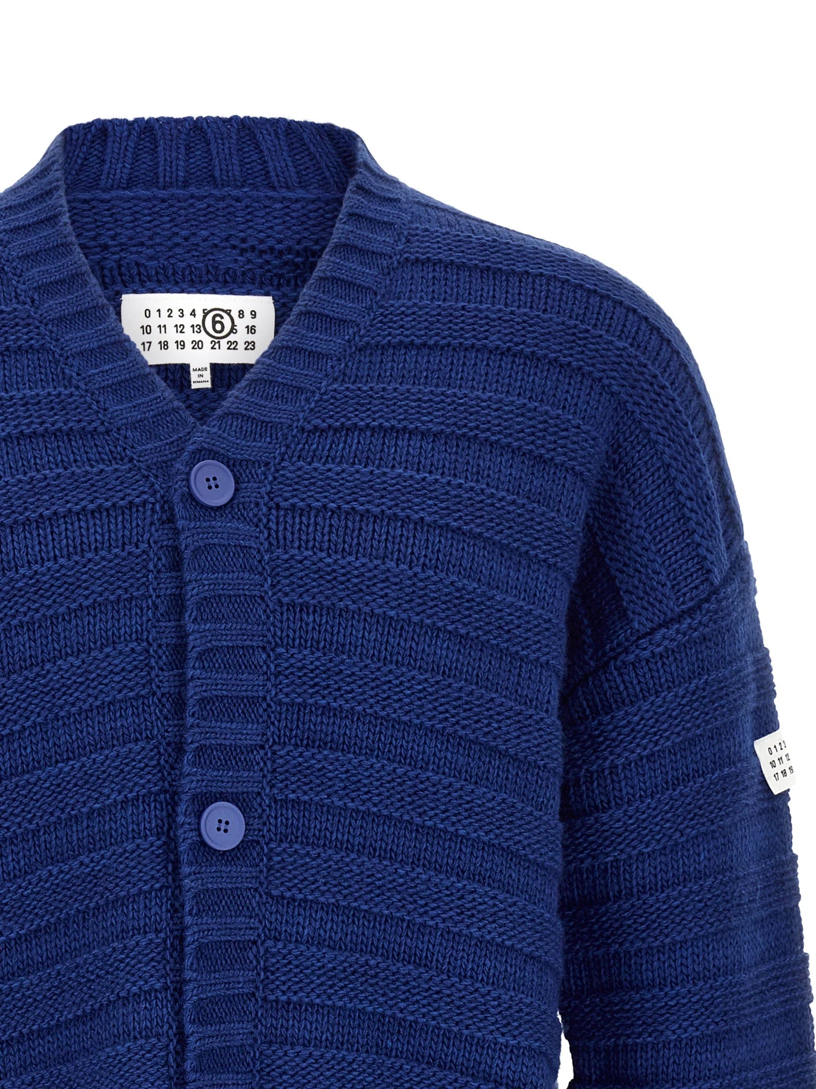 MM6 Maison Margiela Blue Virgin Wool Cardigan - M