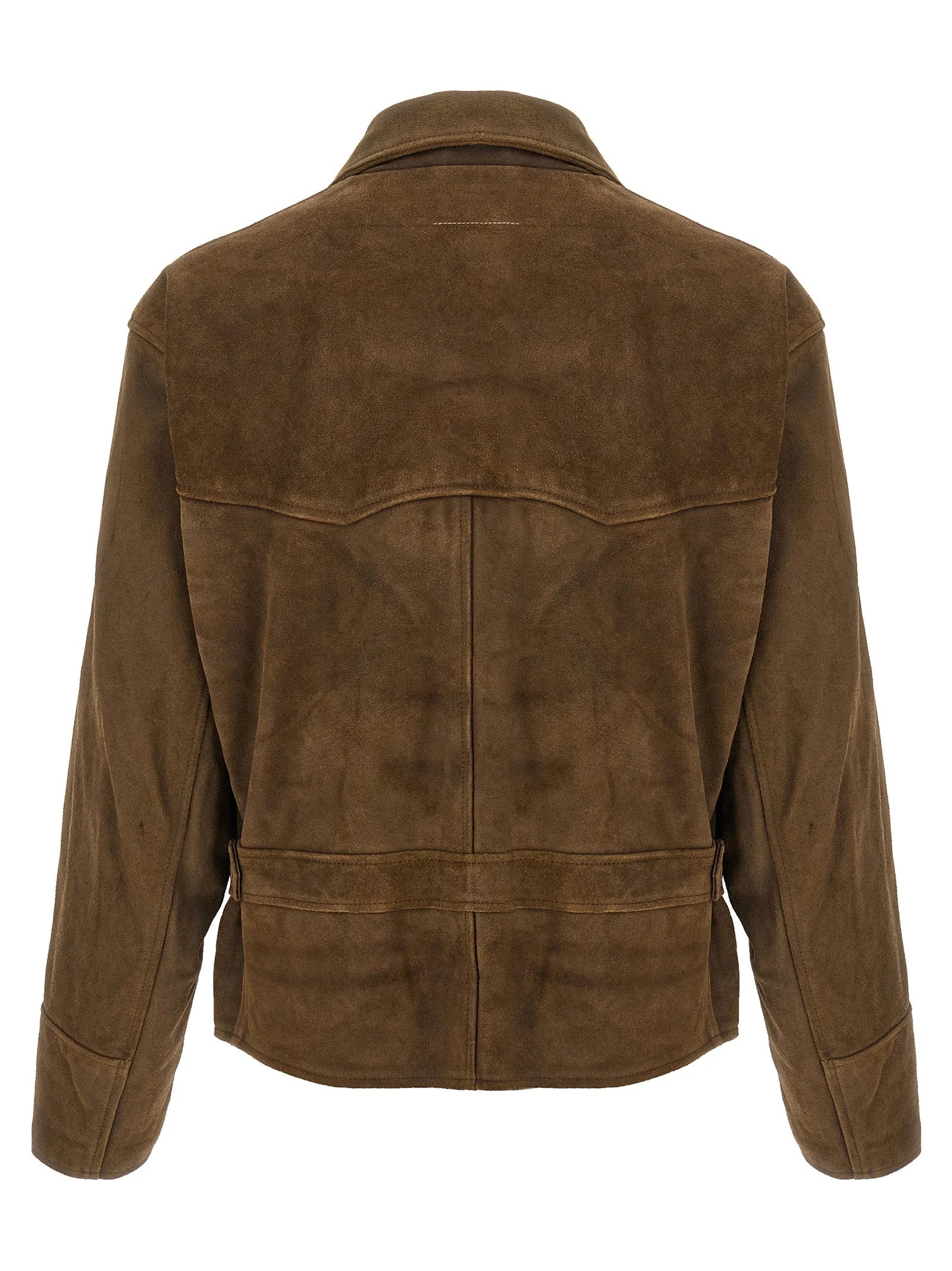 MM6 Maison Margiela Brown Calfskin Leather Jacket