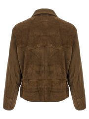 MM6 Maison Margiela Brown Calfskin Leather Jacket