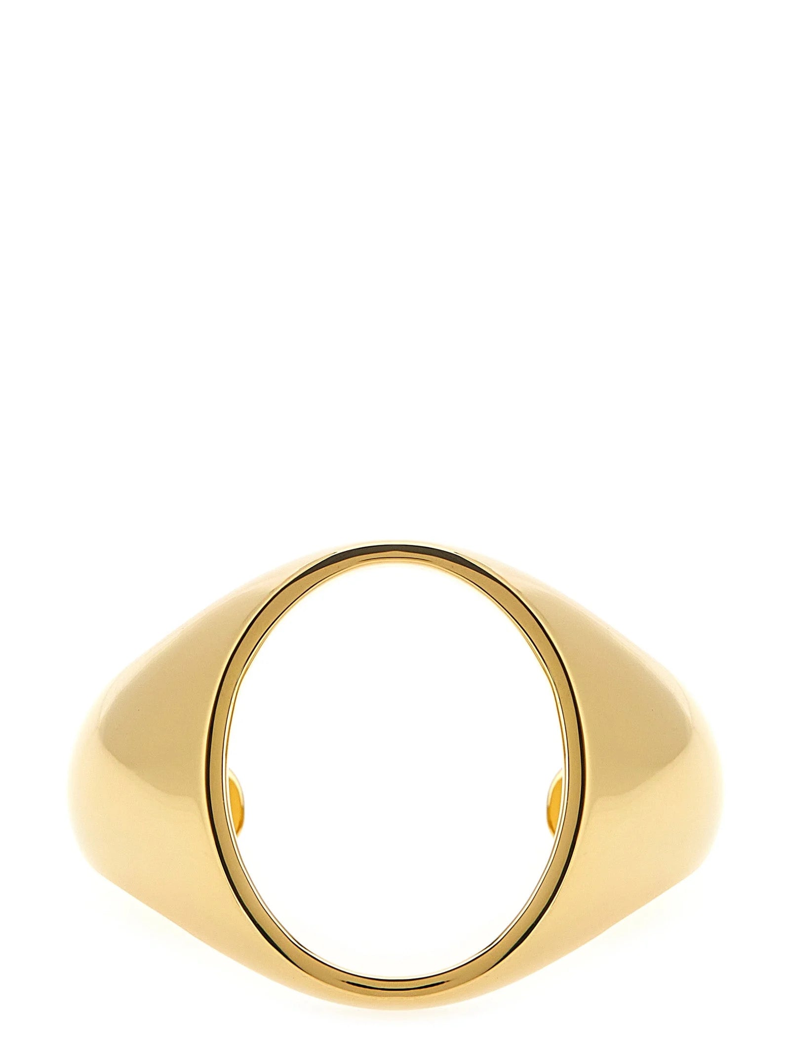 MM6 Maison Margiela gold-tone brass cuff bracelet featuring a minimalist architectural silhouette for women.