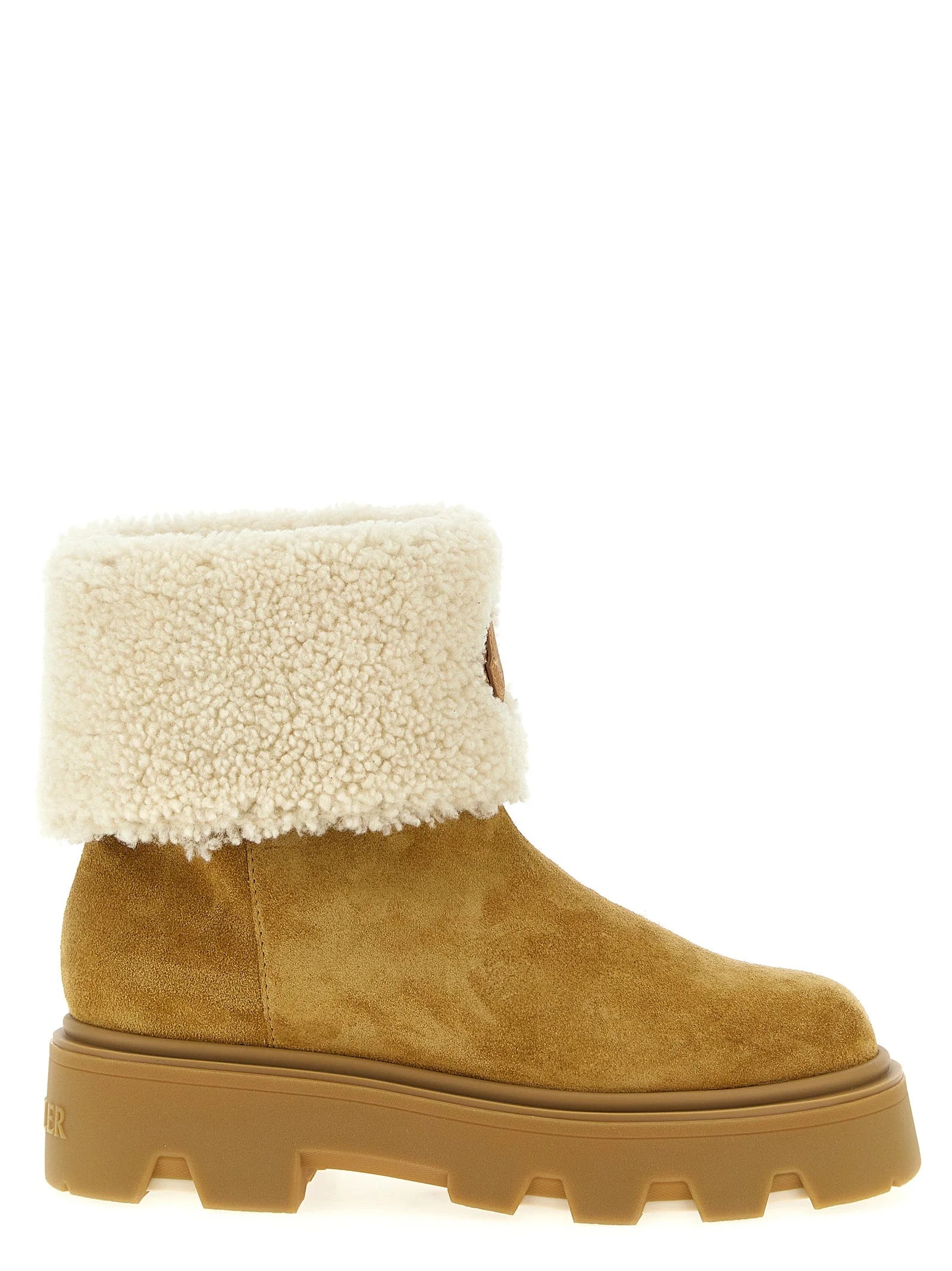 Moncler Beige Calfskin Ankle Boots - EU38/US8